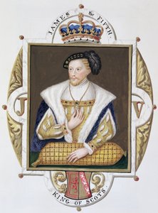 Portrét skotského krále Jakuba V. (1512-42) z „Memoárů dvora královny Alžběty“, vydaného v roce 1825 (wc a kvaš na papíře)